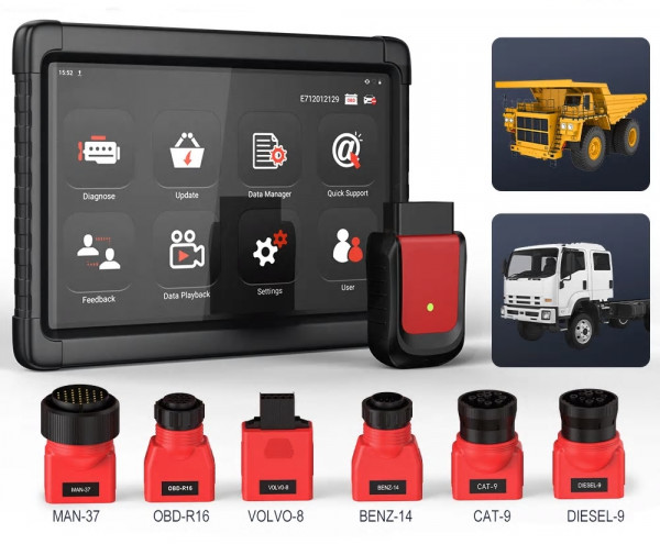 LKW Trucks Profi Diagnose Gerät, komplett mit System Koffer und Adapterset für ältere LKW Modelle.